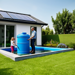 Rooftop Rainwater Harvesting**

"A family-friendly scene depicting a modern house with a rooftop rainwater harvesting system, fully clothed individuals collecting water in a large tank, lush green garden in the background, appropriate content, safe for work, perfect anatomy, natural proportions, professional photography, high quality, bright sunny day, modest attire."

**