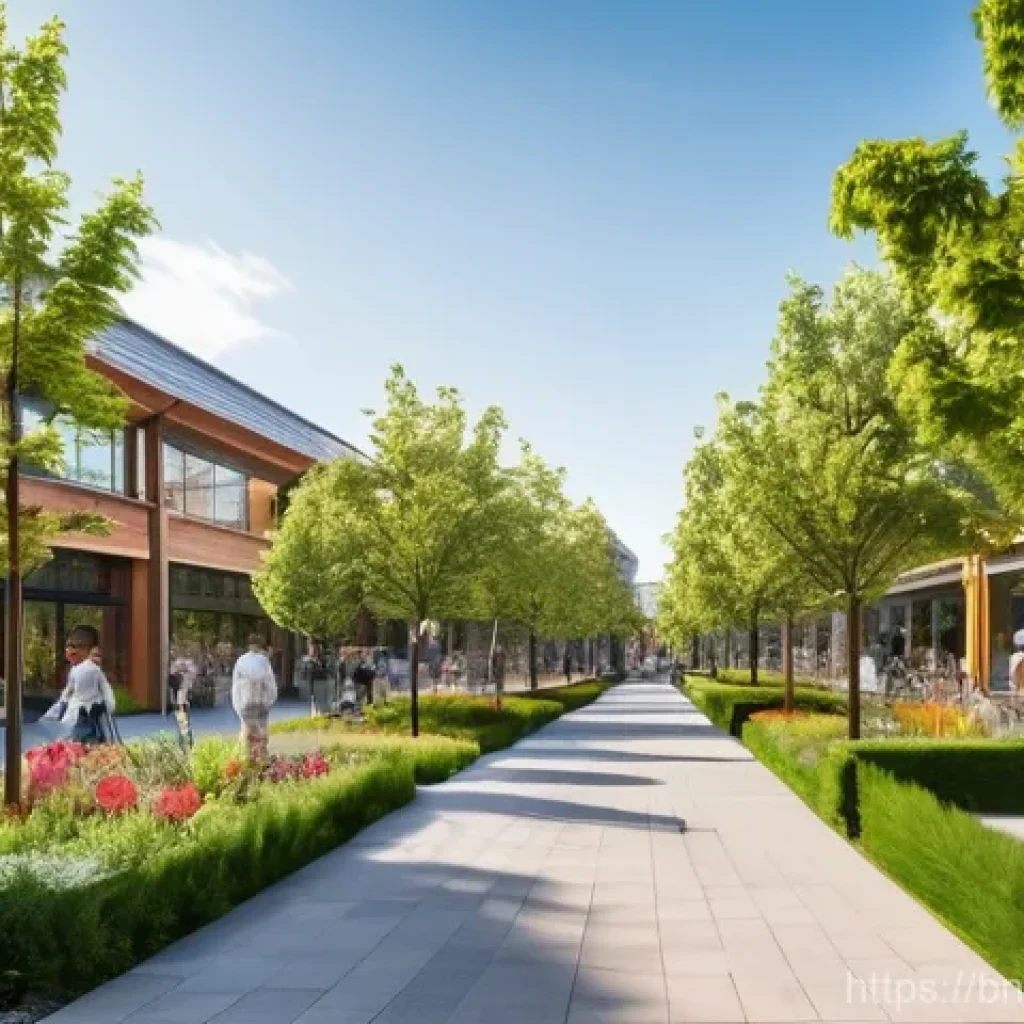 워커블 시티와 도시 지속 가능성 - **Prompt 1: A Vibrant Green Urban Oasis**
    A bustling, yet serene, walkable city street scene on ...
