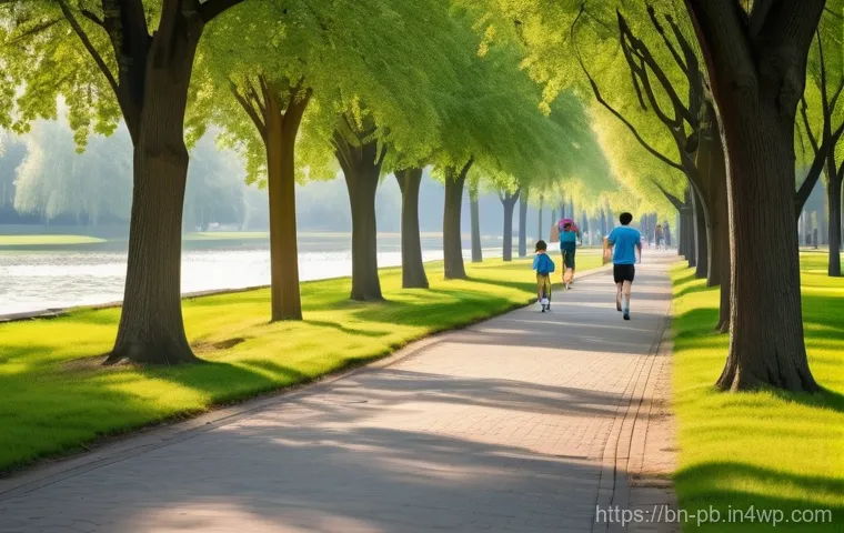 워커블 시티의 실제 적용 사례 분석 - A lively, sun-drenched city street scene showcasing a vibrant, walkable urban environment. People of...