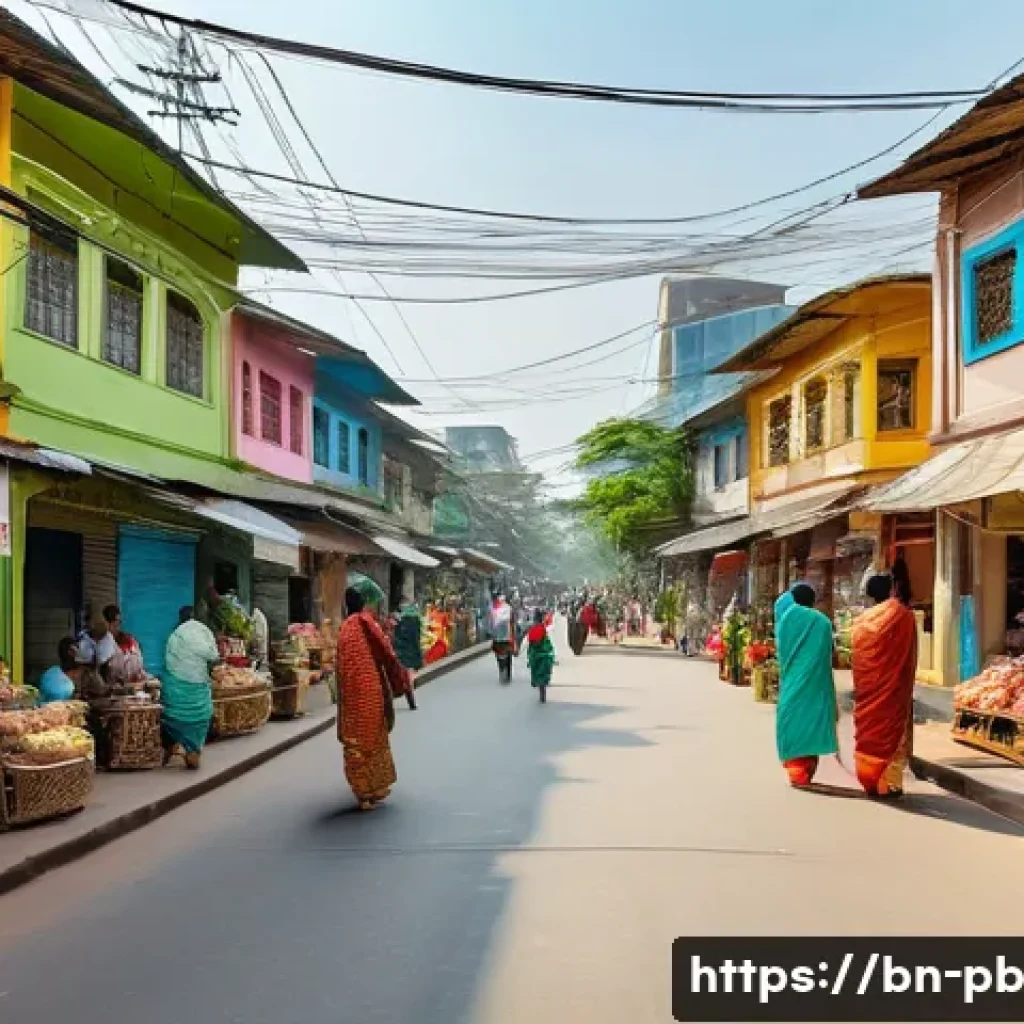 워커블 시티의 상업시설 배치 전략 - A vibrant urban commercial street scene in a Bengali neighborhood featuring wide, well-maintained si...